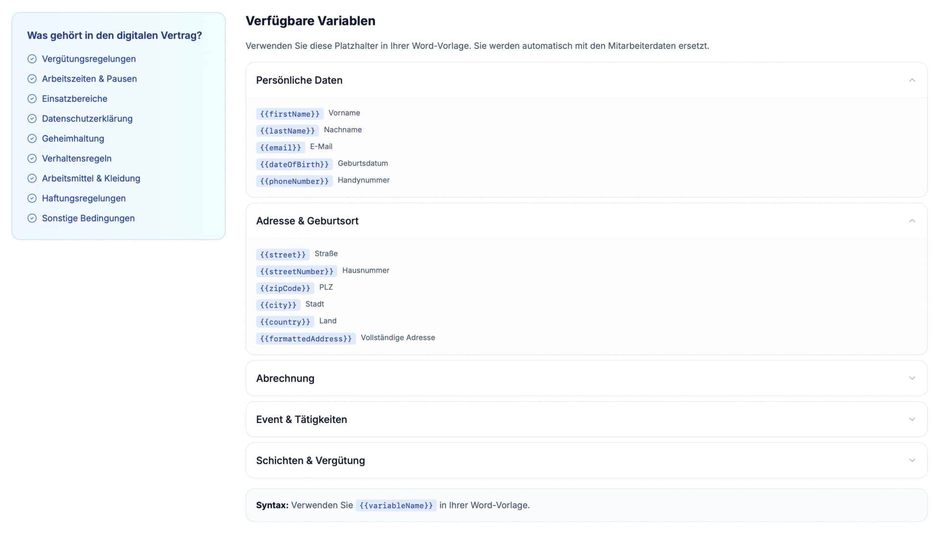 Variable Substitution Interface