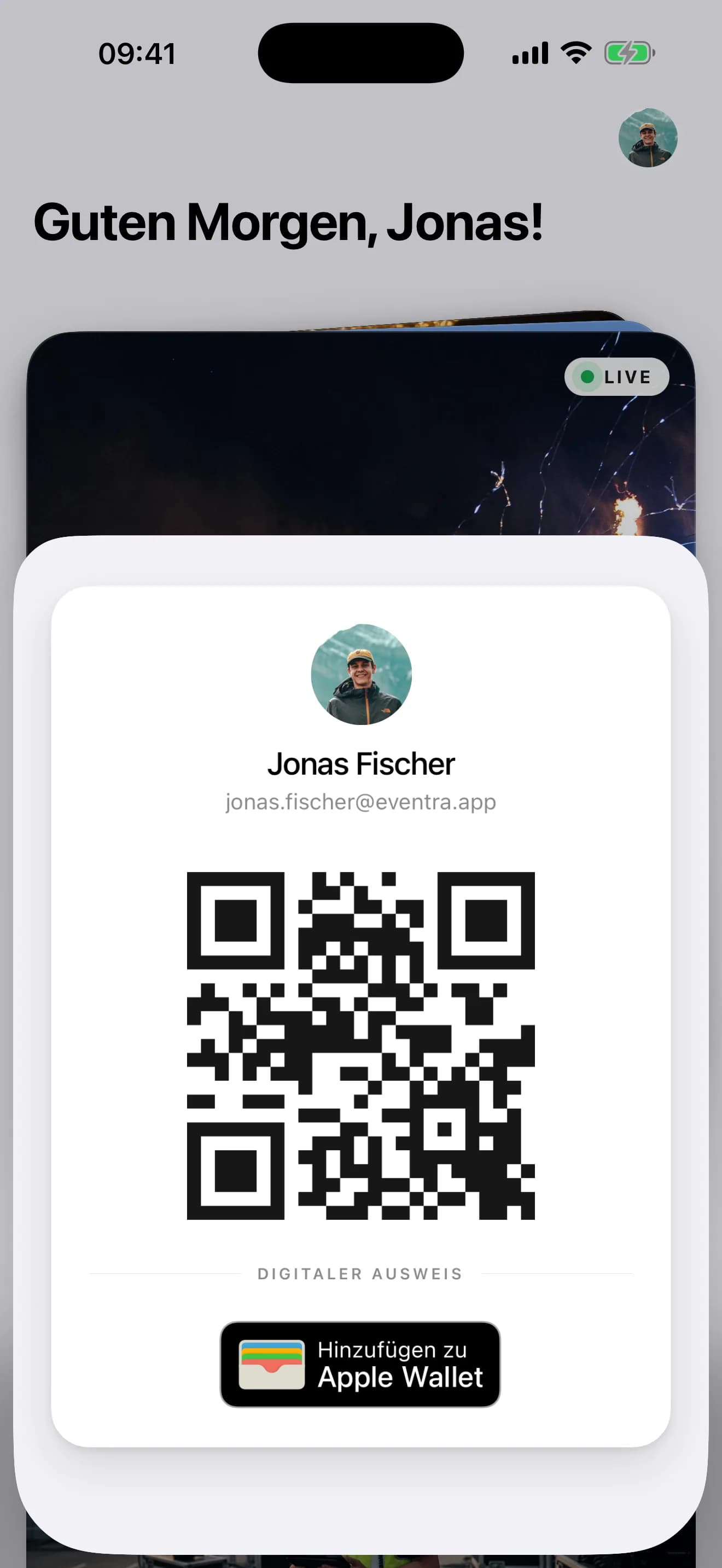 Persönlicher QR-Code in der Crew-App