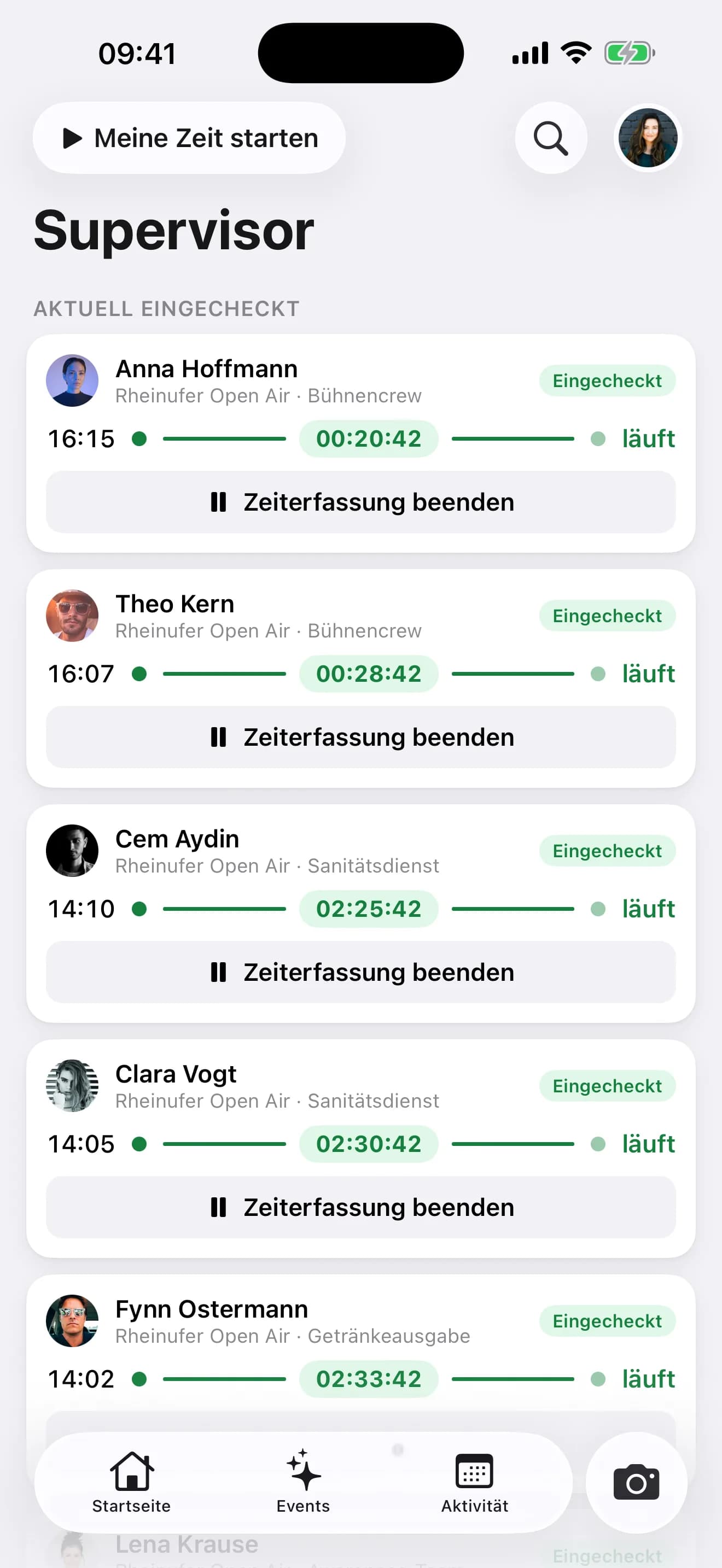 Live-Board für Teamleiter in der Crew-App